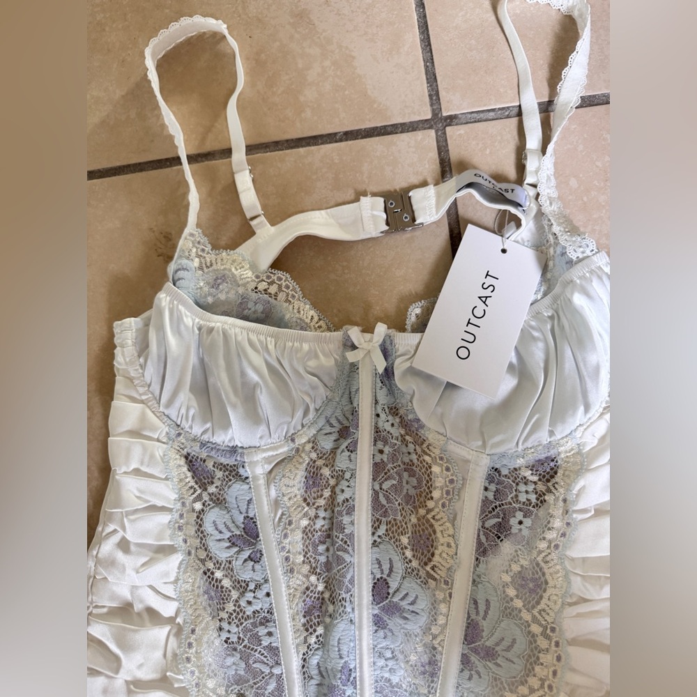 Outcast Eternal Mini Dress White Lace Satin (White, Large, NWT) - Picture 5 of 6